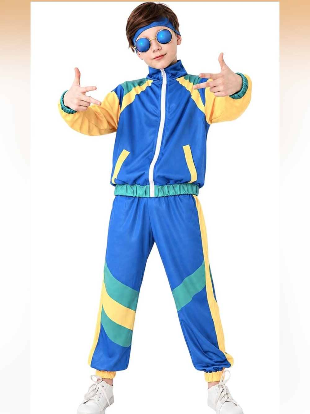 Kids Blue and Yellow Dance Tracksuit Costume XL